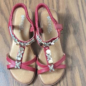 Red Embellished Women's Sandals